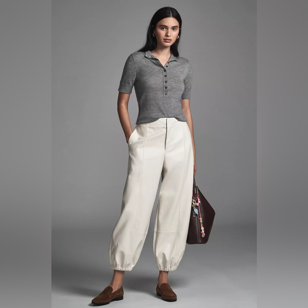 NWT Maeve Faux-Leather Clean Seam Balloon Pants